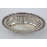 A oval Silver pieced dish beaded rim 6inches wide, by the Alexander Clark Manufacturing Company.