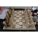 Onyx chess set and board