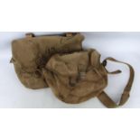 US Signal Satchel in canvas together with a Langden tent & Awning Co Musssette dated 1942