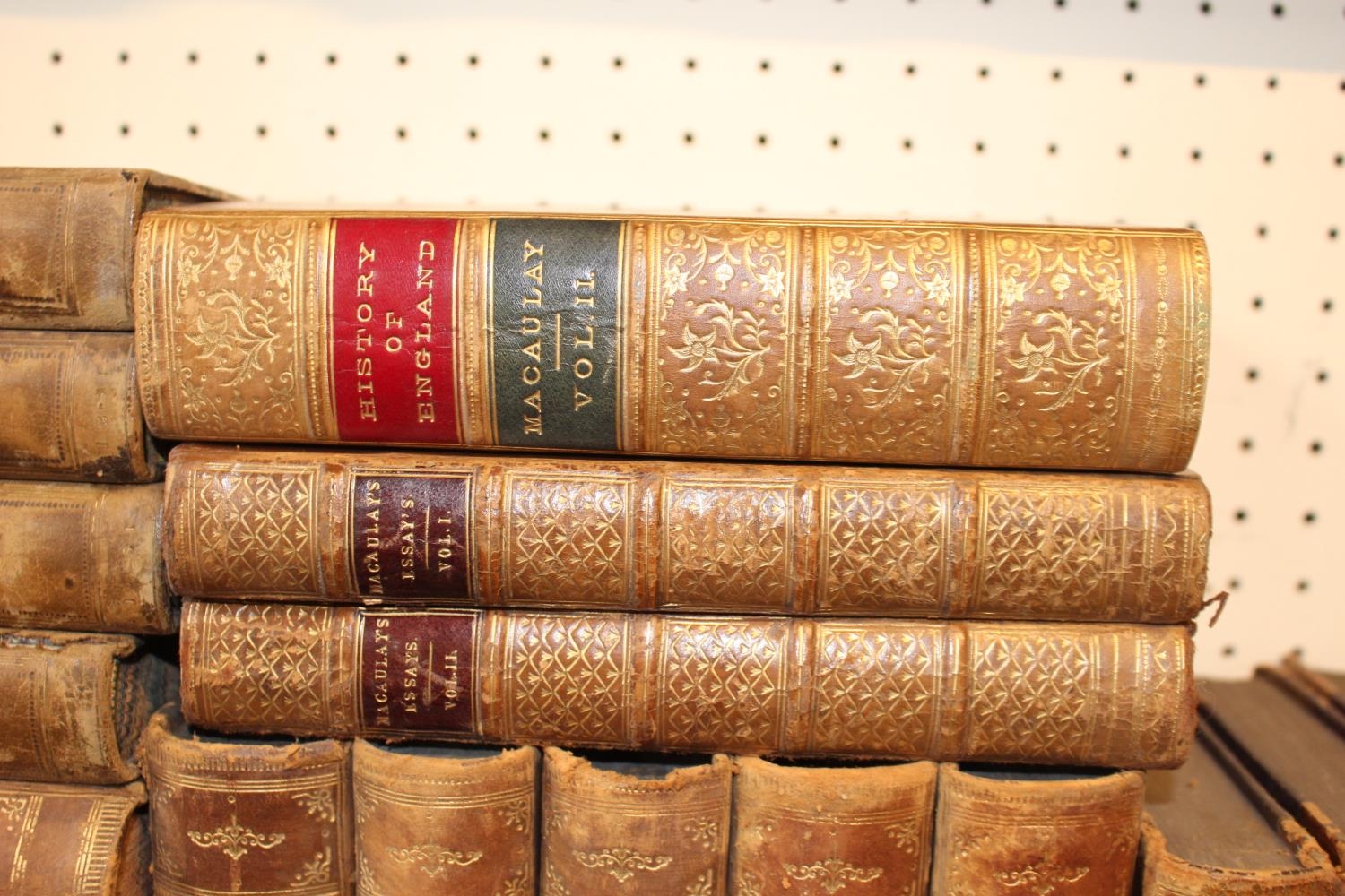 Collection of 19thC Leather bound books inc. Jeremy Taylors Works 1831, Dickens Works Library - Image 4 of 6