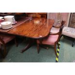 Good quality Mahogany Regency style dining table with 2 leaves, supported on tripod base. 298cm in