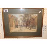 Wilfrid Rene Wood (1888-1976) British Artist; Framed and mounted Pastel of a street scene, signed