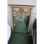 20thC French style panel mirror with Cherub Roundel. 123 x 86cm