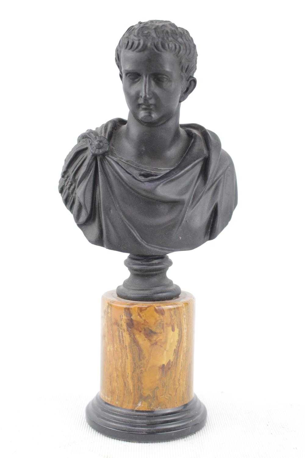 20thC Italian Marble based cast Bust of Tiberius Claudius Caesar. 21cm in Height