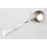 Late 19thC Norwegian Silver 830 standard soup ladle with chased decoration stamped M Olsen. 208g