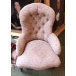 Floral upholstered buttonback Elbow chair