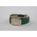 Vintage Lord Elgin Rectangular cased wristwatch on Green Leather strap