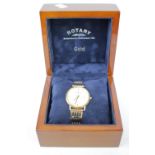 Gents Rotary Elite Wristwatch with 18K case, on a 9ct Gold Bracelet