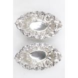 Pair of Silver Pierced embossed dishes by William Devenport Birmingham 1902. 346g total weight