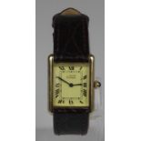 Cartier Vermeil Tank Must De Quartz Silver Gilt Unisex Wristwatch Box & Papers. Cartier Vermeil Tank