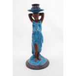 Royal Worcester Majolica figural candlestick depicting Classical Lady with impressed mark to base.