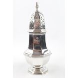 Good George III Style heavy octagonal Silver castor with baluster finial. London 1974 by Asprey &