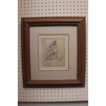 Framed and mounted pencil sketch depicting Child and mother embracing signed to bottom right J H D
