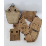 US 1942 Canteen & Cover, Rusell made 45 Ammo pouch dated 1918, Mills made Cartridge belt 9 pocket