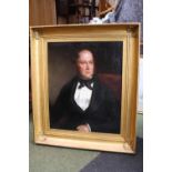Fine 19thC Oil on Canvas Portrait of a Gentleman in large gilt gesso frame. 75 x 62cm