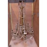 Good quality Continental Swedish Formglas Cut Crystal Candle Chandelier of of 12 branches. 100cm