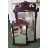 Georgian Mahogany framed mirror with shaped foliate surround and gilt gesso border, with a smaller