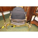 Regency Adams style Cast Iron and Brass Fire basket with serpentine front. 76cm in Width