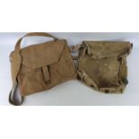 WWII British Gas Mask Haversack complete with strap and an officer side pouch dated 1941 marked