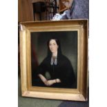 Fine 19thC Oil on Canvas Portrait of a Young Woman in large gilt gesso frame. 75 x 62cm (recently