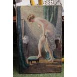 Oil on Canvas of Nude Female unsigned. 38 x 56cm