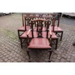 Set of 5 Georgian Mahogany Scroll back dining chairs with drop in seats over straight supports and a