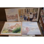 Very Large Folio of assorted Watercolours and pictures inc. Ian Sutherland Watercolours