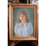 Framed Oil on board of a Young Woman signed Hanna Chionsin dated 1981. 50 x 67cm