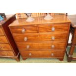 Georgian Chest of 2 over 3 drawers with Brass moulded handles over bracket feet. 93cm in Width