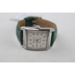 Bumper Winegartens Ltd 17 Rubis Automatic Wristwatch with Square Face on Green Leather Strap