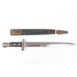 British Lee-Metford Bayonet with double edged blade marked VR '96 with working release catch. 42cm