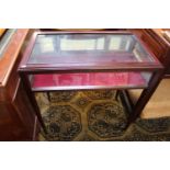 20thC Glazed table display case on tapering legs. 74cm in Width