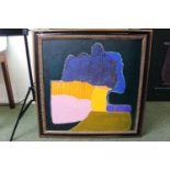 Pair of 20thC Framed Oil on canvas abstract paintings. 75 x 75cm