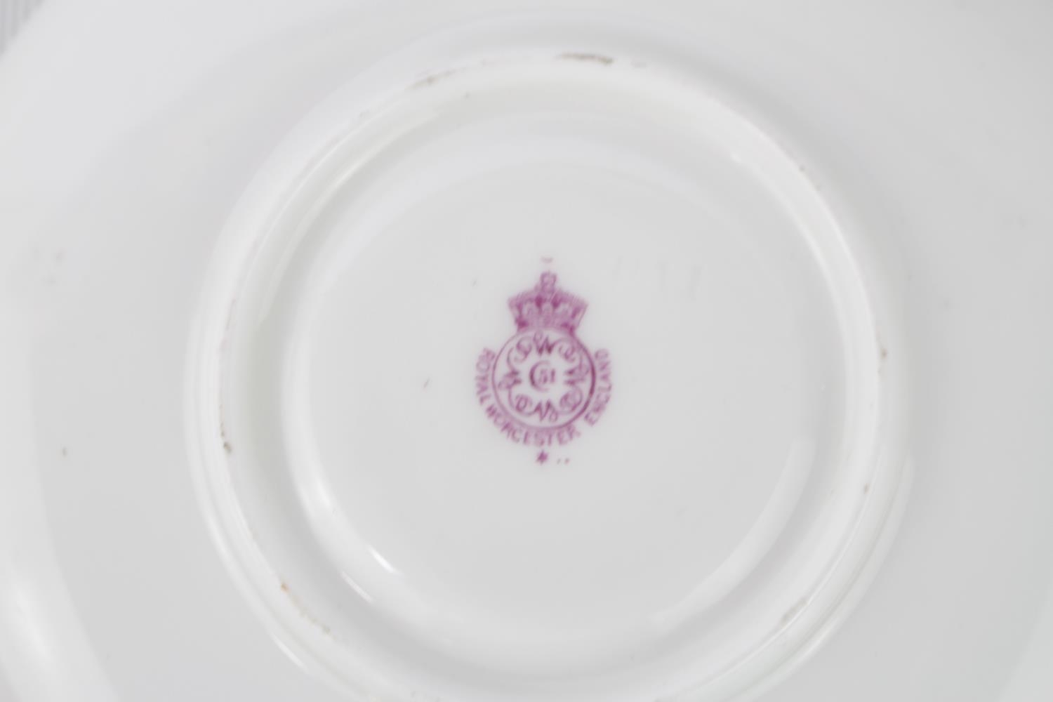 Royal Worcester Fruit decorated Cup and Saucer with signatures for A G Moseley dated 1926 and Saucer - Image 4 of 5