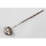 Good quality Georgian Silver Whalebone toddy ladle with embossed foliate bowl