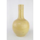 Chinese Republic Yellow ground vase with incised decoration and stepped plain base. 33cm in Height