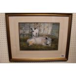 Neil Westwood (British 1947-): Framed and mounted watercolour of Cattle in Barn signed to bottom