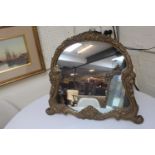 20thC Gilt Gesso foliate dressing table mirror on bracket 50cm x 59cm