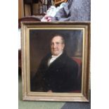 Large 19thC Oil on Canvas Portrait of a Elderly Gentleman, unsigned in Gilt Gesso frame 63 x 78cm