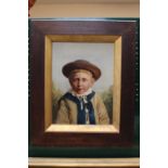 Oak Framed 19thC Oil on board portrait of a Regal young child possibly North American. 29 x 38cm