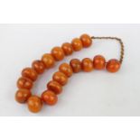 Very Large Amber bead necklace, comprising 18 Eighteen butterscotch amber beads measuring 48cm in