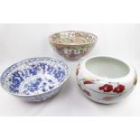 3 20thC Chinese Bowls to include 6 character marked bowl, Cantonese figural decorated bowl and a