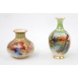 Royal Worcester Pheasant decorated miniature vase H286. 11cm in Height and a Blush fruit decorated