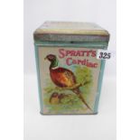 An early 20th Century tin advertising Spratts Cardiac Tonic Powder for pheasants and other game
