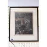 Charles O'Conner framed print of an Owl signed in Pencil. 25.5 x 20cm
