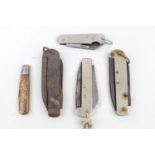 WW1 and WWII Military Jack knives and one other includes Turner Encore with WD markings (5)