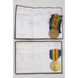 2 1914-19 WWI Civilisation Medals for 31466 CPL F SKERRETT FUSILIERS & 83057 PTE John Clinton