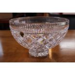 Large Waterford Crystal Cut Diamond glass bowl. 24cm in Diameter