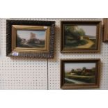 Set of 3 Framed Countryside Landscapes by F Maskins 19 x 12cm