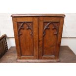 Victorian Walnut cased Cutlery case of 8 Drawers with brass handles within panel carved arched